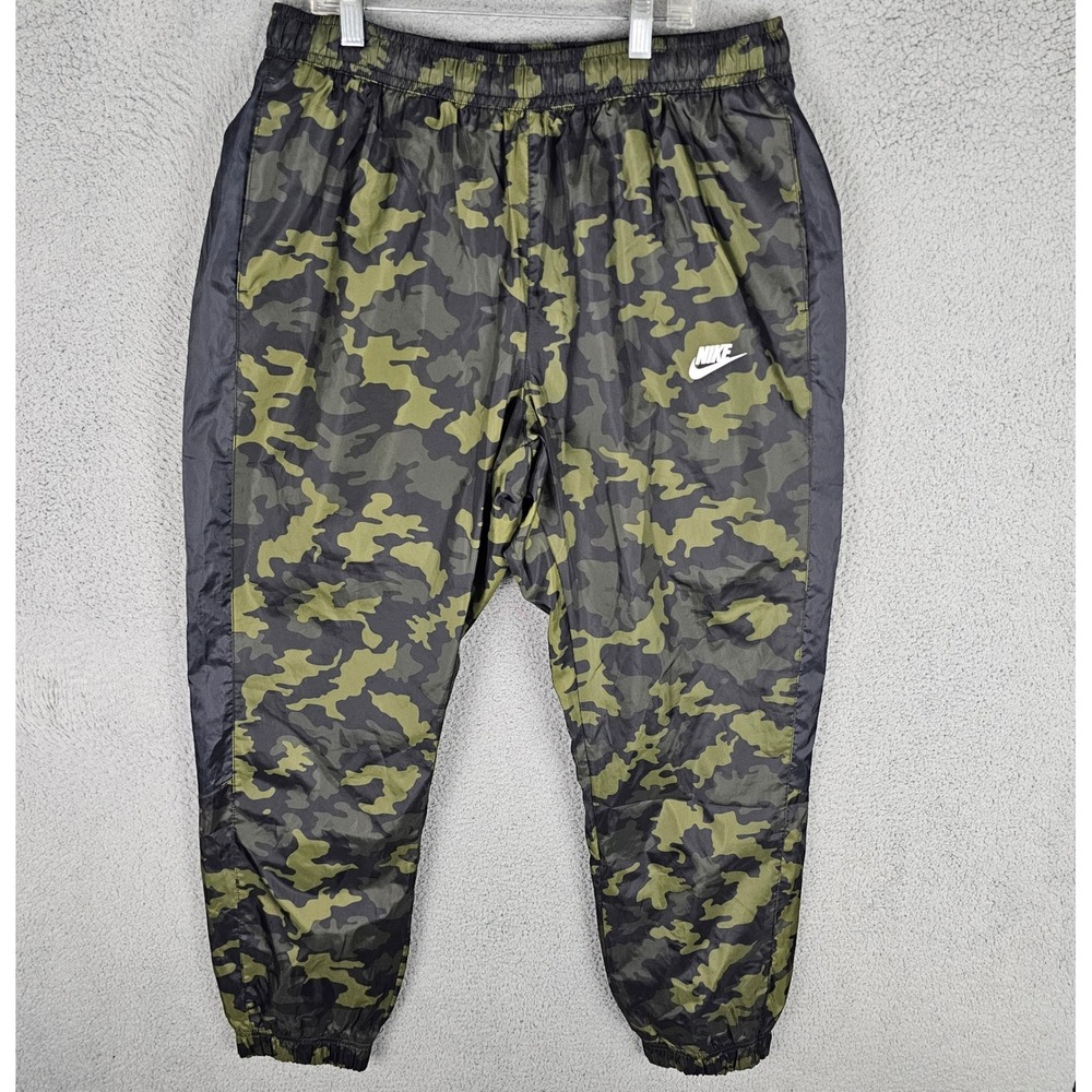 Nike Pants Mens XL Green Camo Windrunner Joggers Nylon Sportswear 29017